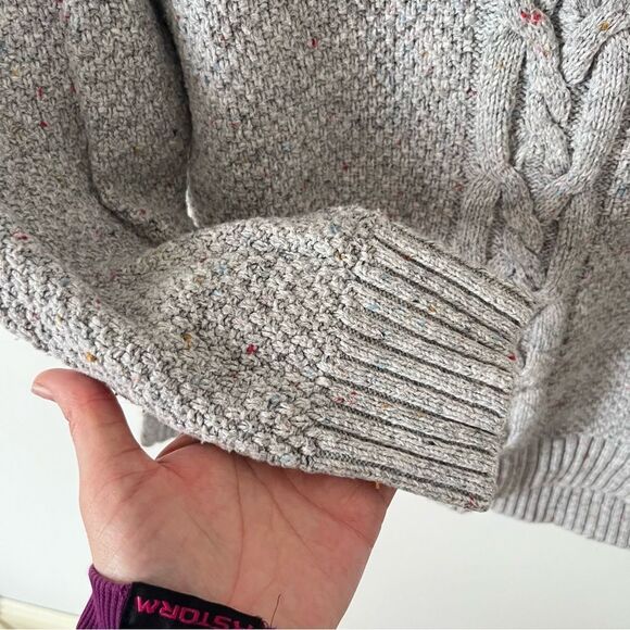 Tommy Hilfiger Grey Colourful Speckled Cable Knit Crewneck Sweater - Picture 4 of 7
